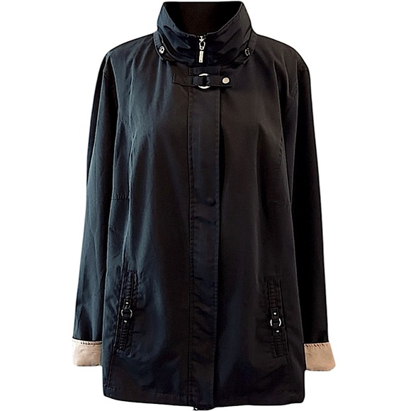 Plus Size 2X (18-20) Casual Winter Coat, Warm  Zip Up Jacket, Black Windbreaker - Picture 3 of 12